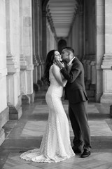 Young fashion couple posing.  Feelings of love between two people. 