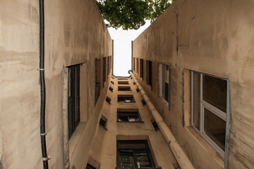 Beautiful high building with an unusual