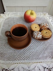 breakfast with coffee and croissant