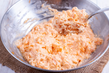 Pumpkin dough for making pancakes