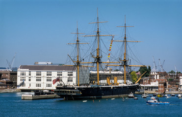 Fototapeta na wymiar ville, port, Portsmouth, Angleterre, Grande Bretagne