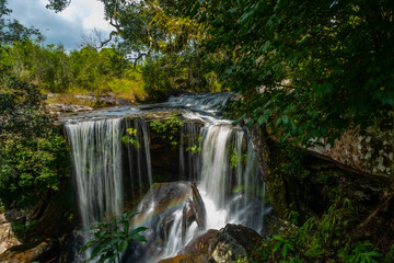 Fototapeta premium Famous place in Thailand (Penpobmai water fall in Phukadueng National park)