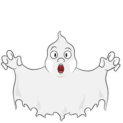 cute white ghost for halloween. isolated vector