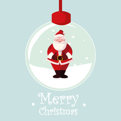 christmas ball with santa claus and label merry christmas