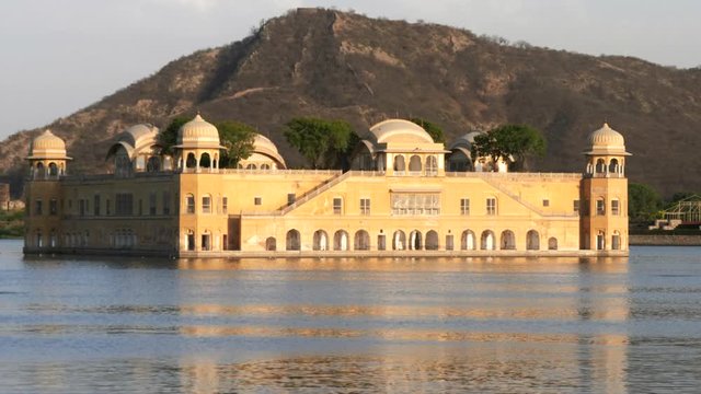 close up of jal mahal water palace in lake man sagar of jaipur, india