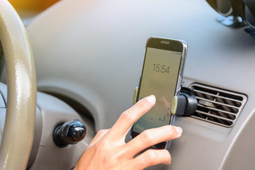 Use smartphone at holder air vent mount 