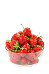 Fresh strawberries in a bowl isolated on white background