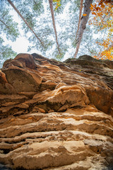 Jesień korony drzew na skale © Marcin Kumorek