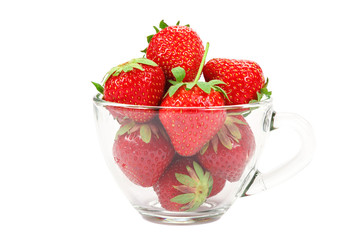 Fresh strawberries in a bowl isolated on white background