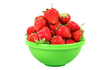 Fresh strawberries in a bowl isolated on white background