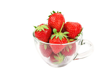 Fresh strawberries in a bowl isolated on white background