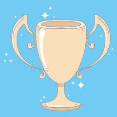 Cup icon. Sports cup for first place vector illustration. Hand drawn sports cup.