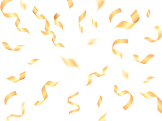 Golden confetti and serpentine background. Vector illustration banner or postcard