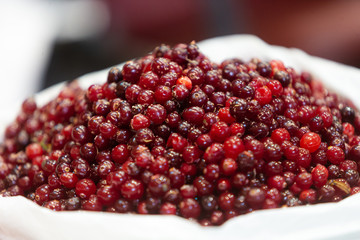 Fresh cranberries in a bowl
