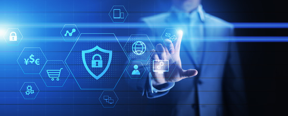 Cyber Protection Data Security Internet Privacy Internet technology concept on virtual screen.