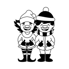 boy and elf in white background