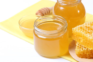 Fresh honey on the table.