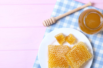 Honey on the table top view.