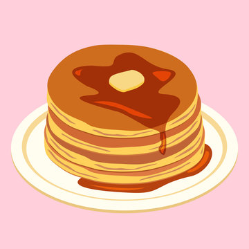 vector Illustration of pancake in pink background
