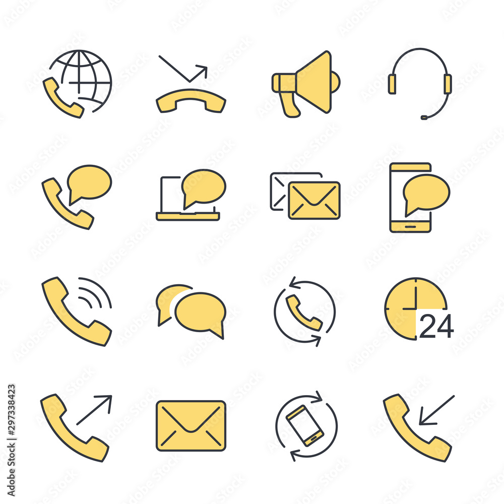 Poster simple set communication icon template color editable. communication support and more symbol vector 