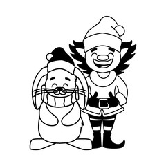 rabbit and elf in white background