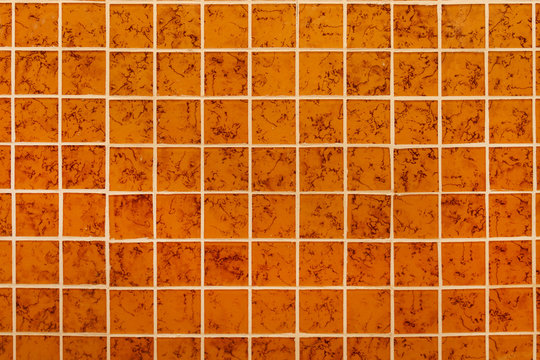 Yellow Wall Tile Mosaic Background Texture. Bathroom Interior