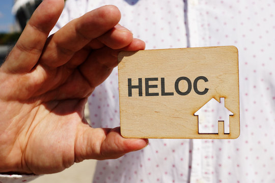 Business photo shows hand written text heloc