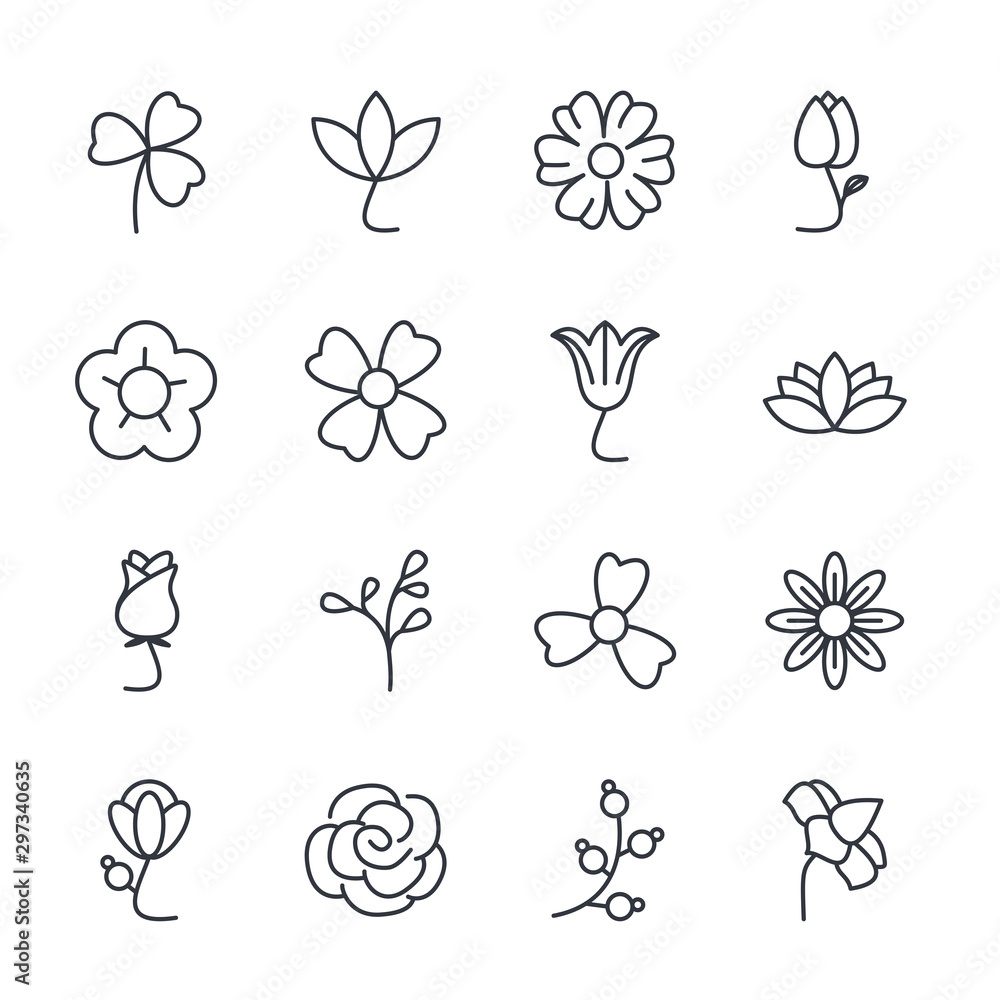 Aufkleber flower set icon template color editable. flower pack symbol vector sign isolated on white background
