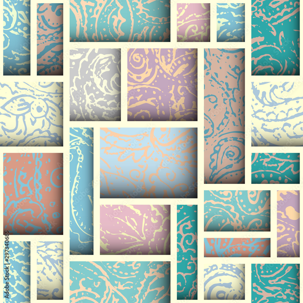Poster Paisley pattern in cut out block design style. Seamless vector pattern.
