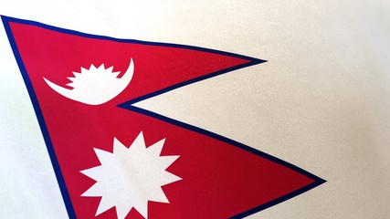 3D rendering of the national flag of Nepal waving in the wind. The banner/emblem is made of realistic satin texture and rendered in a daylight situation. 