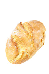Loaf of wheat bread on white background.