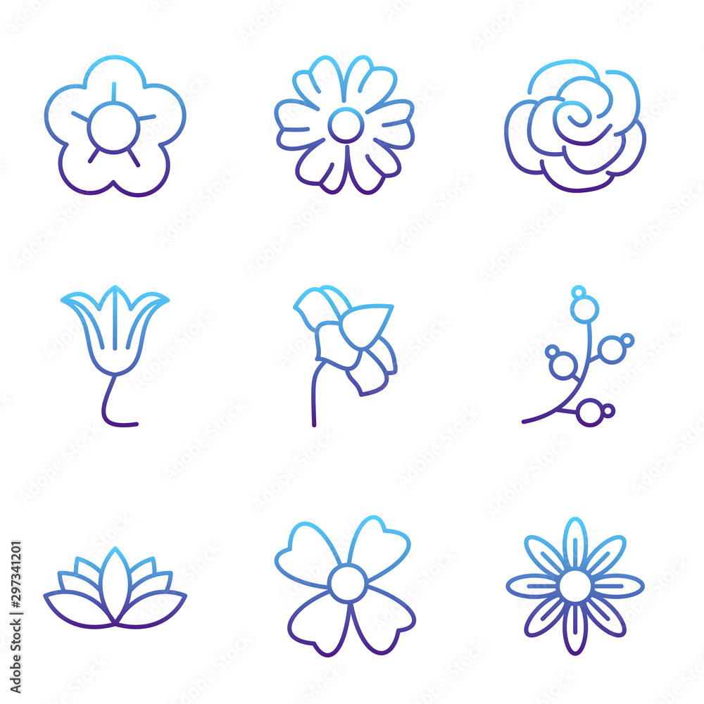 Aufkleber flower set icon template color editable. flower pack symbol vector sign isolated on white background
