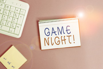 Text sign showing Game Night. Business photo showcasing usually its called on adult play dates like...