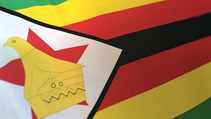 locked full-screen close shot of the national flag of Zimbabwe waving in the wind. The 3D rendering banner/emblem is made of realistic satin texture and rendered in a daylight situation. 
