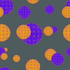 Seamless pattern of textured spheres - vector.