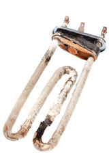 Damaged heating element of the washing machine.