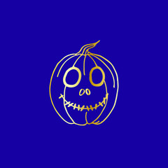 Repeat pattern of golden jack-o pumpkins - vector. 