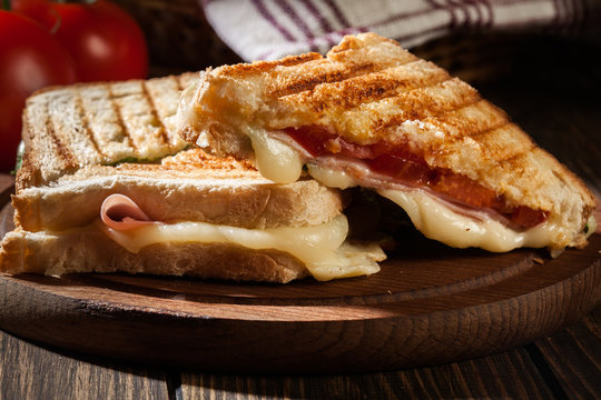 Panini with ham, cheese and lettuce sandwich - Powered by Adobe