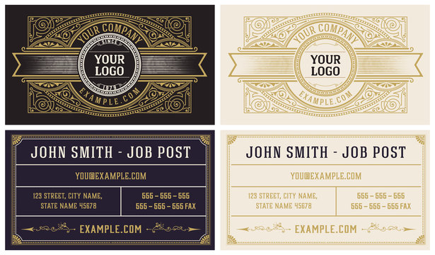 Vintage business card with floral ornaments