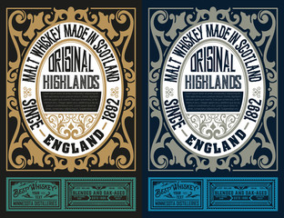 Vintage label for packing. Western style with floral details.