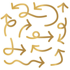 set of sketch golden arrows icon- vector illustration