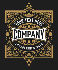 Vintage logo with floral details