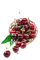 Ripe sweet cherry isolated on white background