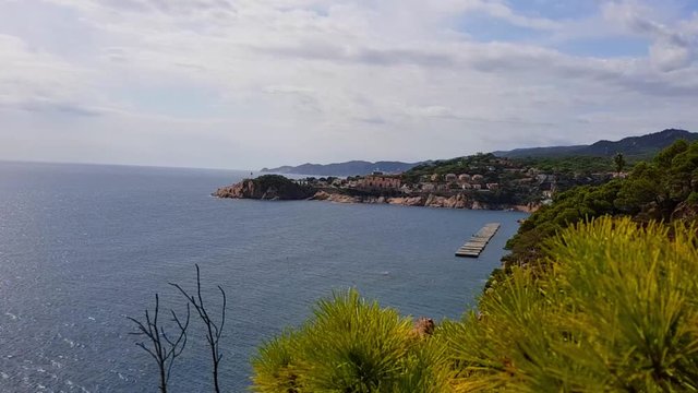 View from the cliff to the beach of town Sant feliu de guixols Spain