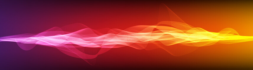 Panorama Colorful Digital Sound Wave  Background,technology and earthquake wave diagram concept,design for music studio and science,Vector Illustration.
