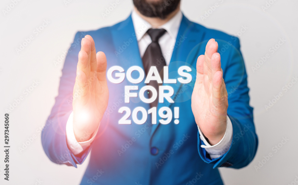 Poster word writing text goals for 2019. business photo showcasing object of demonstratings ambition or eff