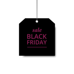 Vector black Friday template. Black label with a big inscription black Friday. Vector sale background.
