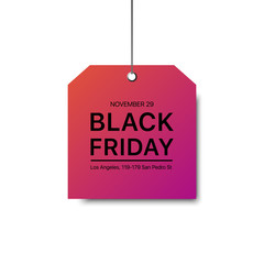 Vector black Friday template. Gradienr label with a big inscription black Friday. Vector sale background.
