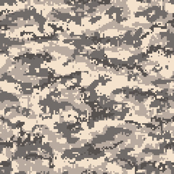 Brown desert digital camouflage, seamless pattern. Vector
