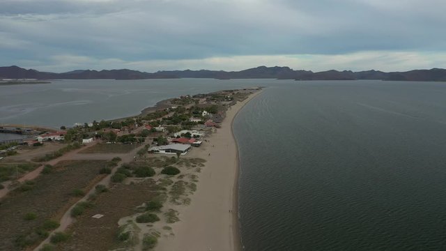 Aerial drone view of Maviri Island, Sinaloa, Mexico